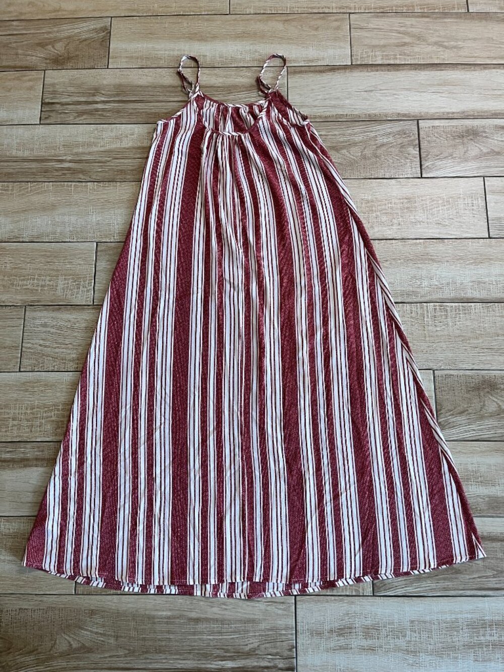 Womens Band of Gypsies Red/White Stripe Midi Dress - S - Picture 4 of 6